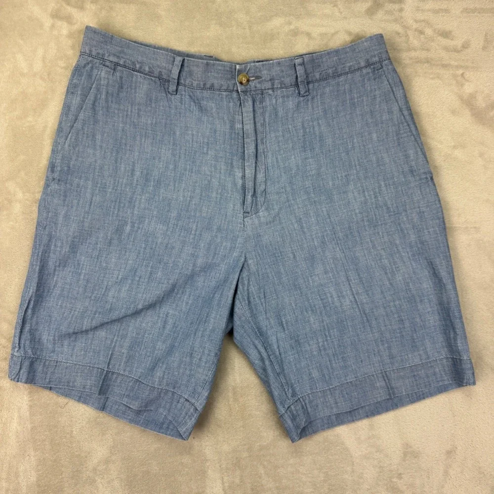 Polo Ralph Lauren‎ Shorts Mens 33 Blue Classic Fit Chambray Cotton Casual Prep